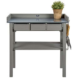 Šedý stůl z borovicového dřeva na přesazování květin Esschert Design Garden