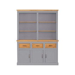 Šedý třídveřový příborník z masivního borovicového dřeva Støraa Suzie