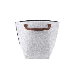 Šedý úložný koš s koženými úchyty PT LIVING Storage, výška 42 cm