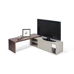 Šedý variabilní televizní stolek s ořechovou dýhou TemaHome Move