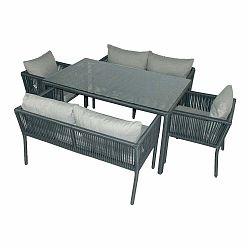 Šedý zahradní jídelní set z umělého ratanu pro 6 Vera 2 – Floriane Garden