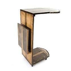 Servírovací stolek ze dřeva borovice a ořechu Tamela