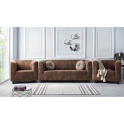 Set 2 hnědých křesel a třímístné pohovky Bobochic Paris Django Preston