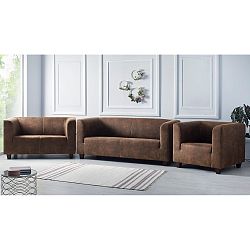 Set 2 hnědých pohovek a křesla Bobochic Paris Django Preston