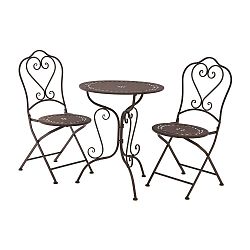 Set 2 hnědých zahradních židlí a stolku Premier Housewares Jardin