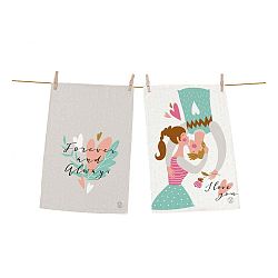 Set 2 kusů utěrek z bavlny Butter Kings Forever and Always, 70 x 50 cm