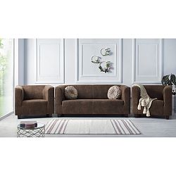 Set 2 světle hnědých křesel a třímístné pohovky Bobochic Paris Django Preston