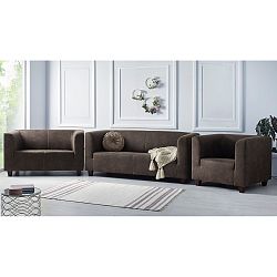 Set 2 světle hnědých pohovek a křesla Bobochic Paris Django Preston