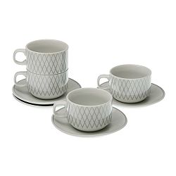 Set 4 hrnečků na čaj s podšálkem a stojanem Versa Diamond