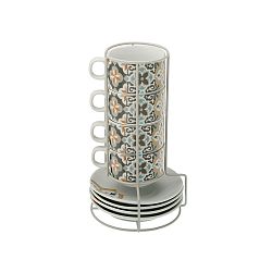 Set 4 hrnečků na čaj s podšálkem a stojanem Versa Tea