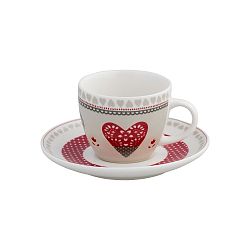 Set 4 hrnků z kostního porcelánu s podšálkem Brandani Happy Days