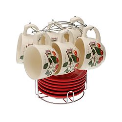 Set 6 čajových šálků s podšálky se stojánkem VERSA Cherry