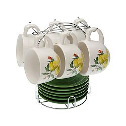 Set 6 čajových šálků s podšálky se stojánkem VERSA Lemon