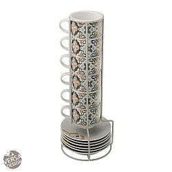 Set 6 hrnečků na čaj s podšálkem a stojanem Versa Tea