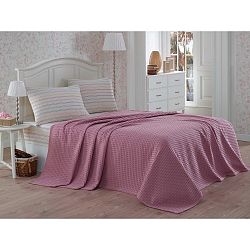 Set bavlněného přehozu na dvoulůžko s prostěradlem a povlaky na polštáře Rosso, 200 x 230 cm