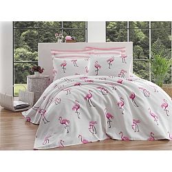 Set bavlněného přehozu, prostěradla a 2 povlaků na polštáře na dvoulůžko Turro Rusa, 200 x 235 cm