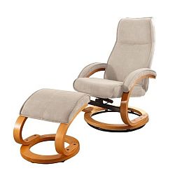 Set béžového polohovacího křesla a podnožky s potahem z textilie Støraa Rika