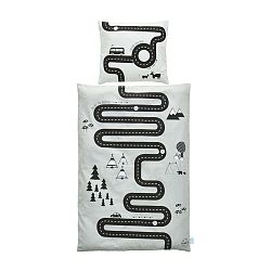 Set bílého povlečení na peřinu a polštář z organické bavlny OYOY Adventure, 200 x 140 cm