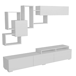 Set bílého TV stolku a nástěnné police Garetto Amor