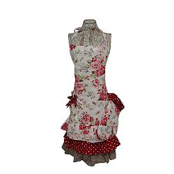 Set červené kuchyňské zástěry a chňapky Antic Line Garden