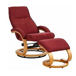 Set červeného polohovacího křesla a podnožky s potahem z textilie Støraa Rika