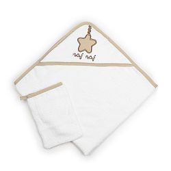 Set dětské osušky s kapucí a rukavice na umývání Naf Naf Dreams, 75 x 75 cm