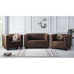 Set dvoumístné pohovky a 2 křesel ve světle hnědé barvě Bobochic Paris Django Preston