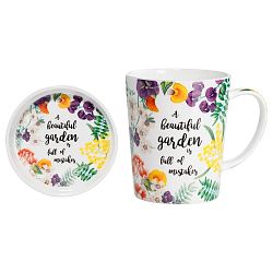 Set hrnku s podnosem z kostního porcelánu Maxwell & Williams Beautiful Garden, 400 ml