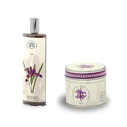 Set interierového vonného spreje a svíčky s vůni kosatce Bahoma London Fragranced