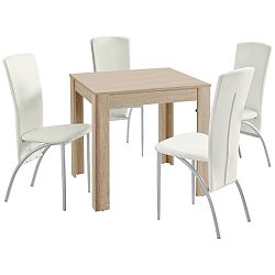 Set jídelního stolu a 4 bílých jídelních židlí Støraa Lori Nevada Duro Oak White