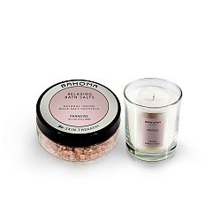 Set koupelové soli a vonné svíčky s vůní jasmínu a broskve Bahoma London