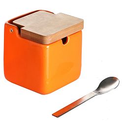 Set oranžové dózy na cukr se lžičkou Versa Spoon Wood