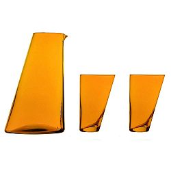 Set oranžové ručně vyrobené karafy a 2 sklenic Surdic Ponza