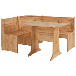 Set rohové lavice a jídelního stolu z masivního borovicového dřeva  Støraa Samantha