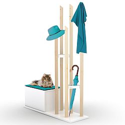 Set věšáku na kabáty a lavice s úložným prostorem s modrým detailem Rafevi Katana