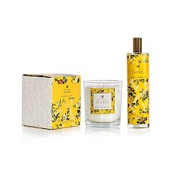 Set vonné svíčky a interiérového vonného spreje s vůní vetiveru a kosatce Bahoma London Oasis Leighton