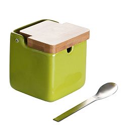 Set zelené dózy na cukr se lžičkou Versa Spoon Wood