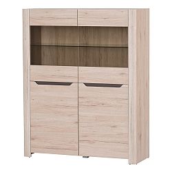 Široká dvoudveřová vitrína ve dřevěném dekoru Szynaka Meble Desjo