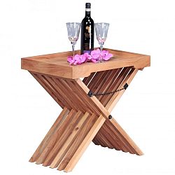 Skládací stolek z masivního akáciového dřeva se snímatelnou deskou Skyport Leandra