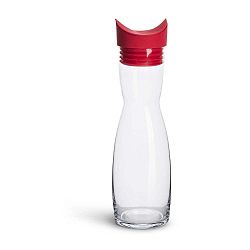 Skleněná karafa s červeným silikonovým uzávěrem Sagaform Flip, 1 l