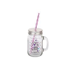 Skleněná mason jar s brčkem Tantitoni Istanbul, 475 ml