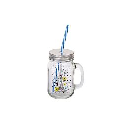 Skleněná mason jar s brčkem Tantitoni Paris, 475 ml