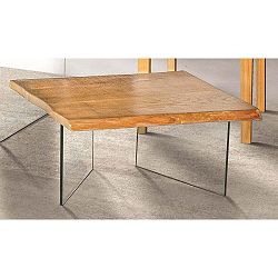 Skleněný konferenční stolek s deskou z jasanové dýhy Evergreen House Luis