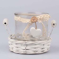 Skleněný svícen v ratanovém košíčku Dakls Romantico