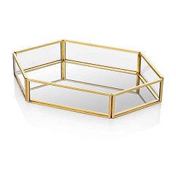 Skleněný tác s mosazným detailem The Mia Glamour, 23 x 14 cm