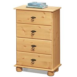 Skříňka z masivního borovicového dřeva se 4 zásuvkami Støraa Fiona