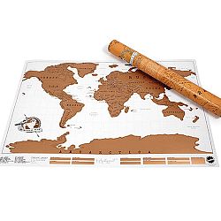 Stírací nástěnná mapa světa s tubusem Ambiance Scratch Map