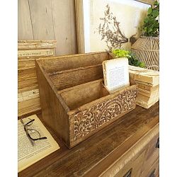 Stojan na knihy/časopisy z mangového dřeva Orchidea Milano Mandala, výška 20 cm