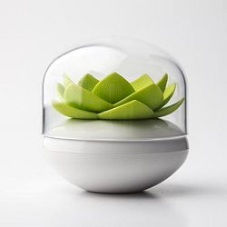 Stojánek na vatové tyčinky QUALY Lotus, bílý-zelený