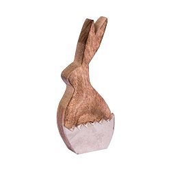 Střední dekorace ze dřeva a niklu s motivem zajíce ve vajíčku Ego Dekor, 8 x 19,5 cm